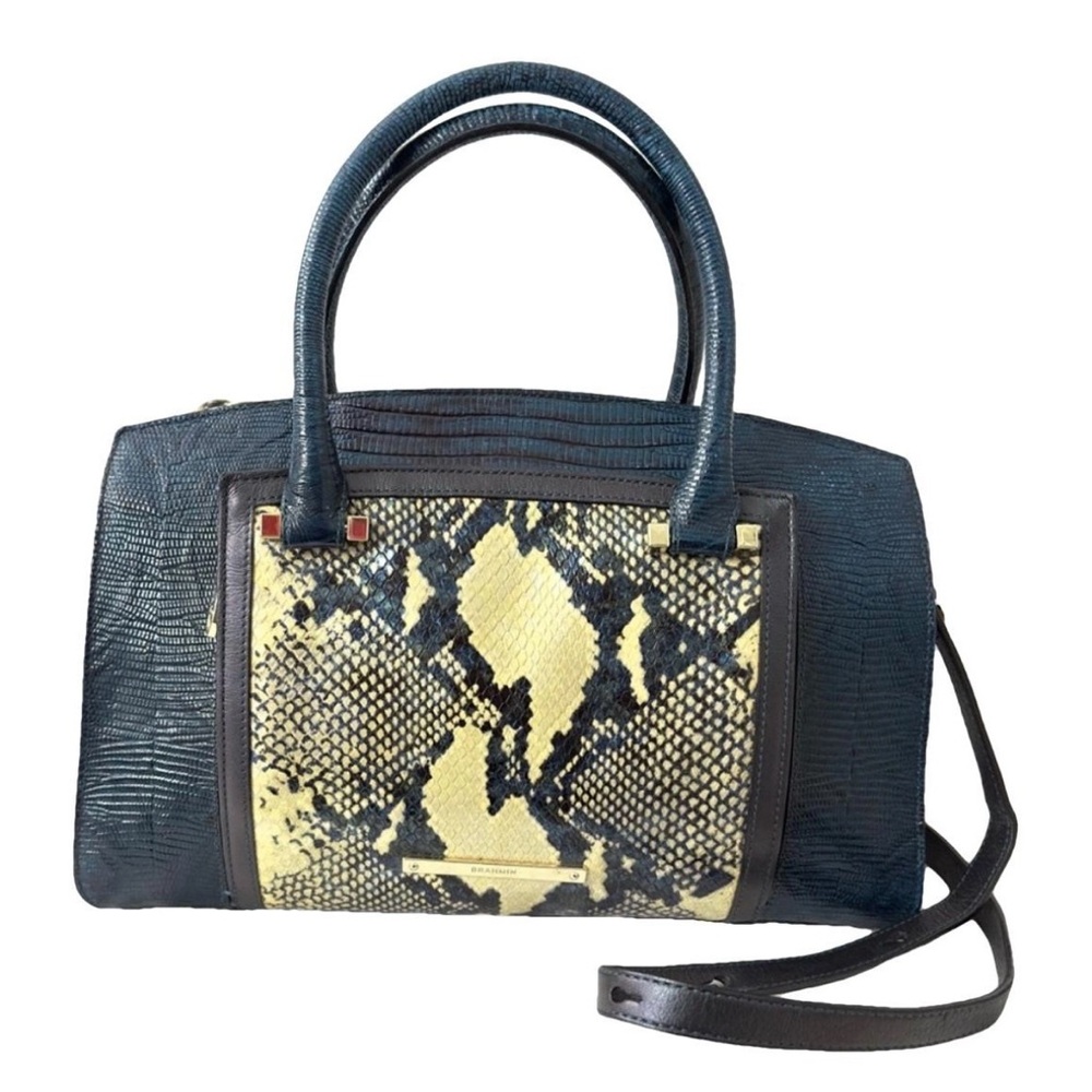 Brahmin Rare Greta Lizard & Python/Snakeskin Opal… - image 2